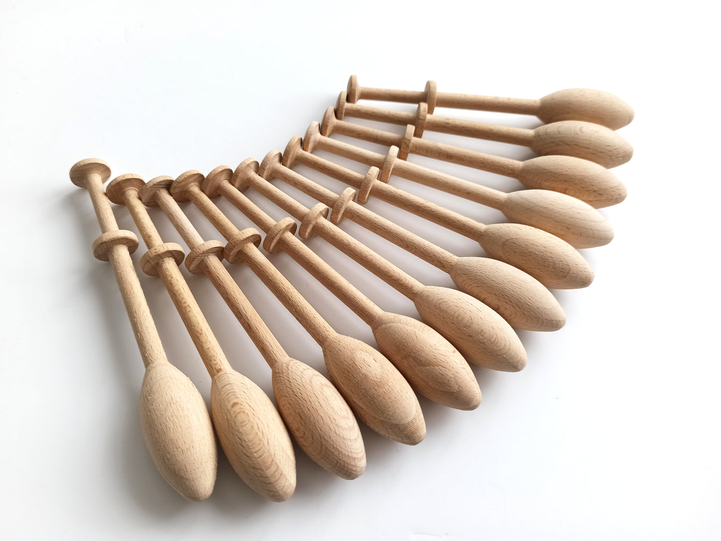 12 Wooden Bobbins Style 2, Lacemaking Accessories