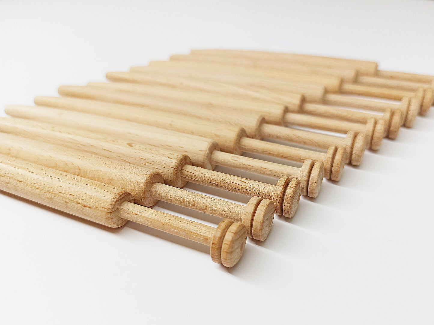 12 Wooden Bobbins, Lacemaking Accessories