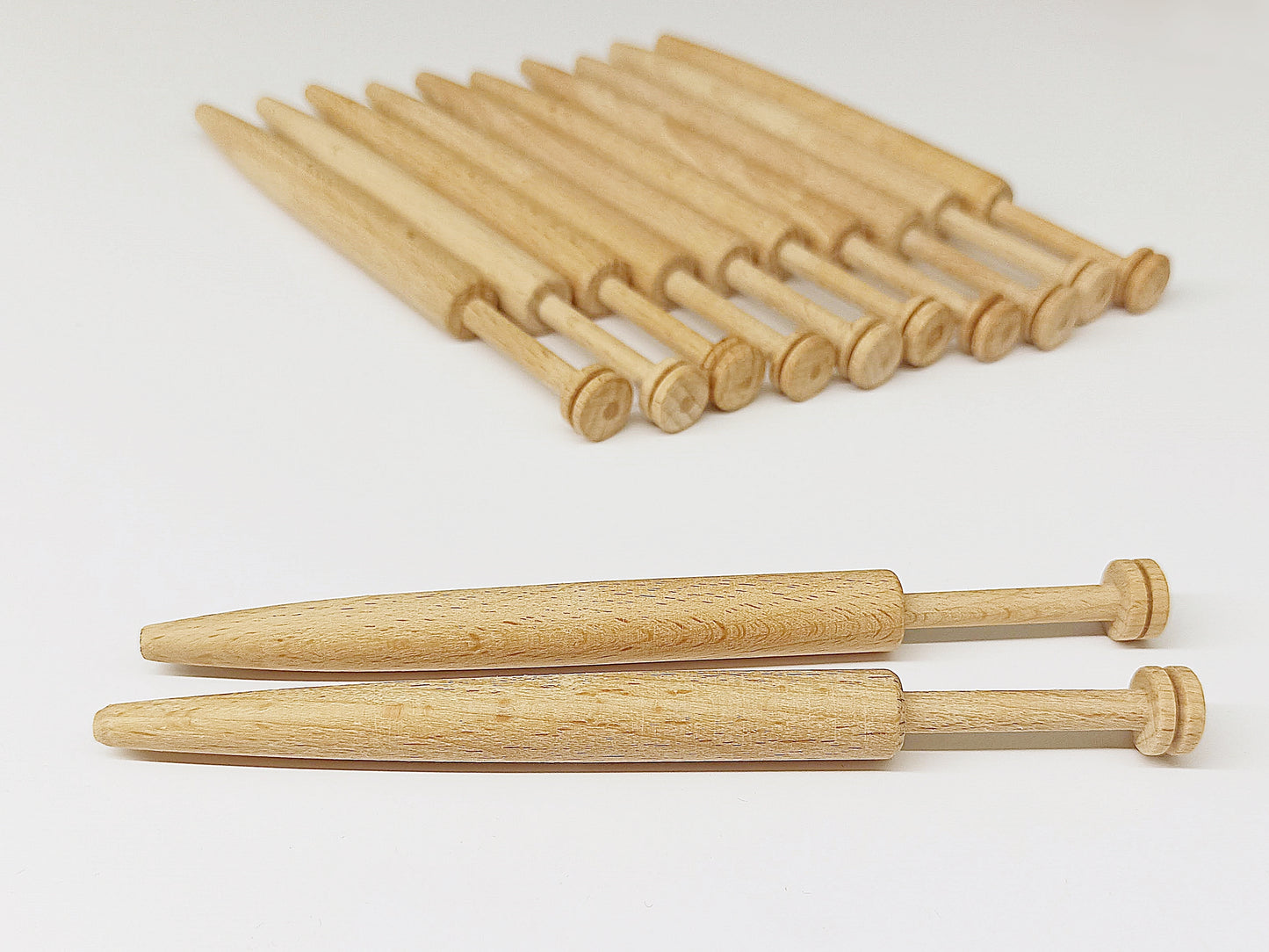 12 Wooden Bobbins, Lacemaking Accessories