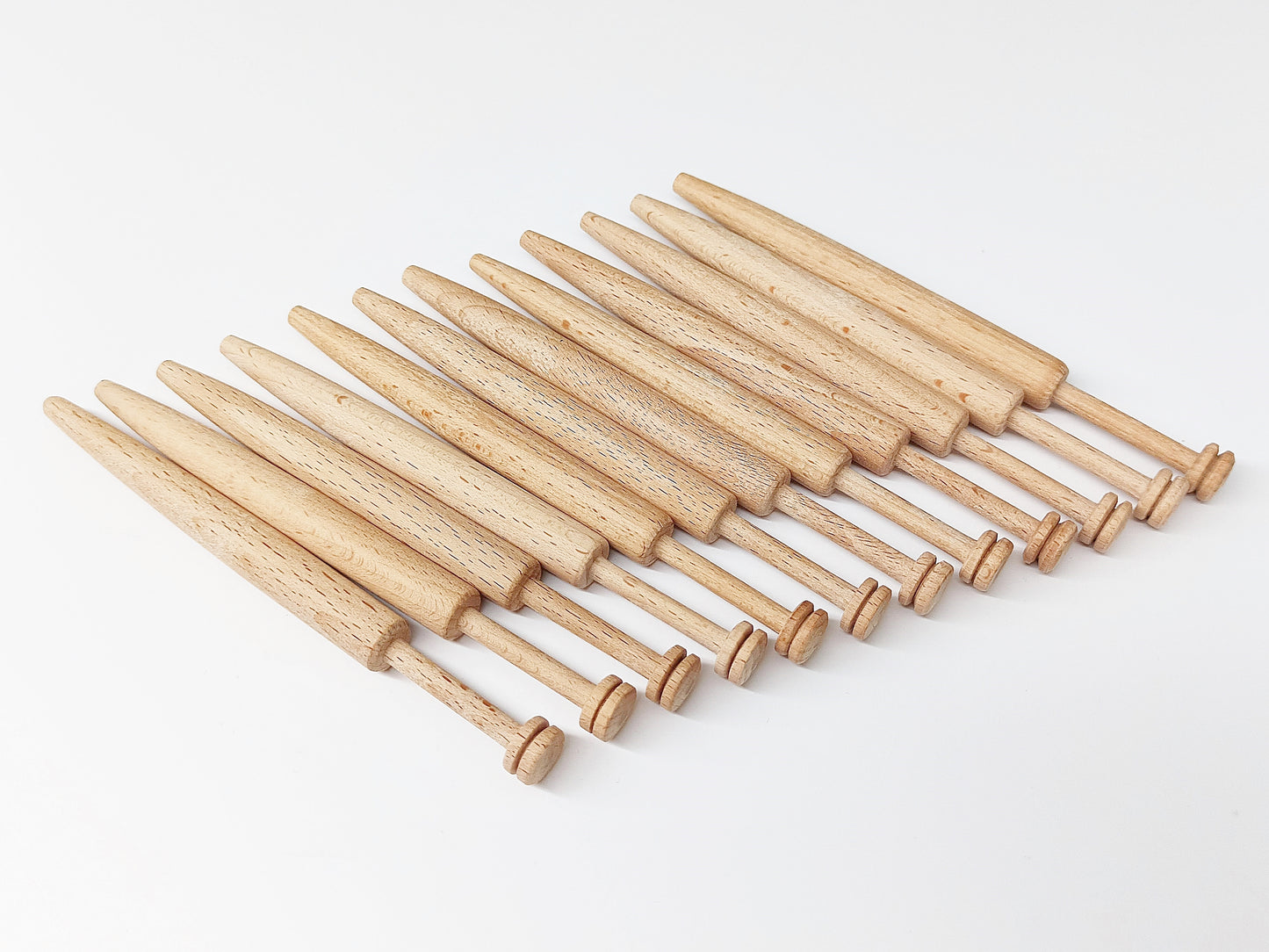 12 Wooden Bobbins, Lacemaking Accessories