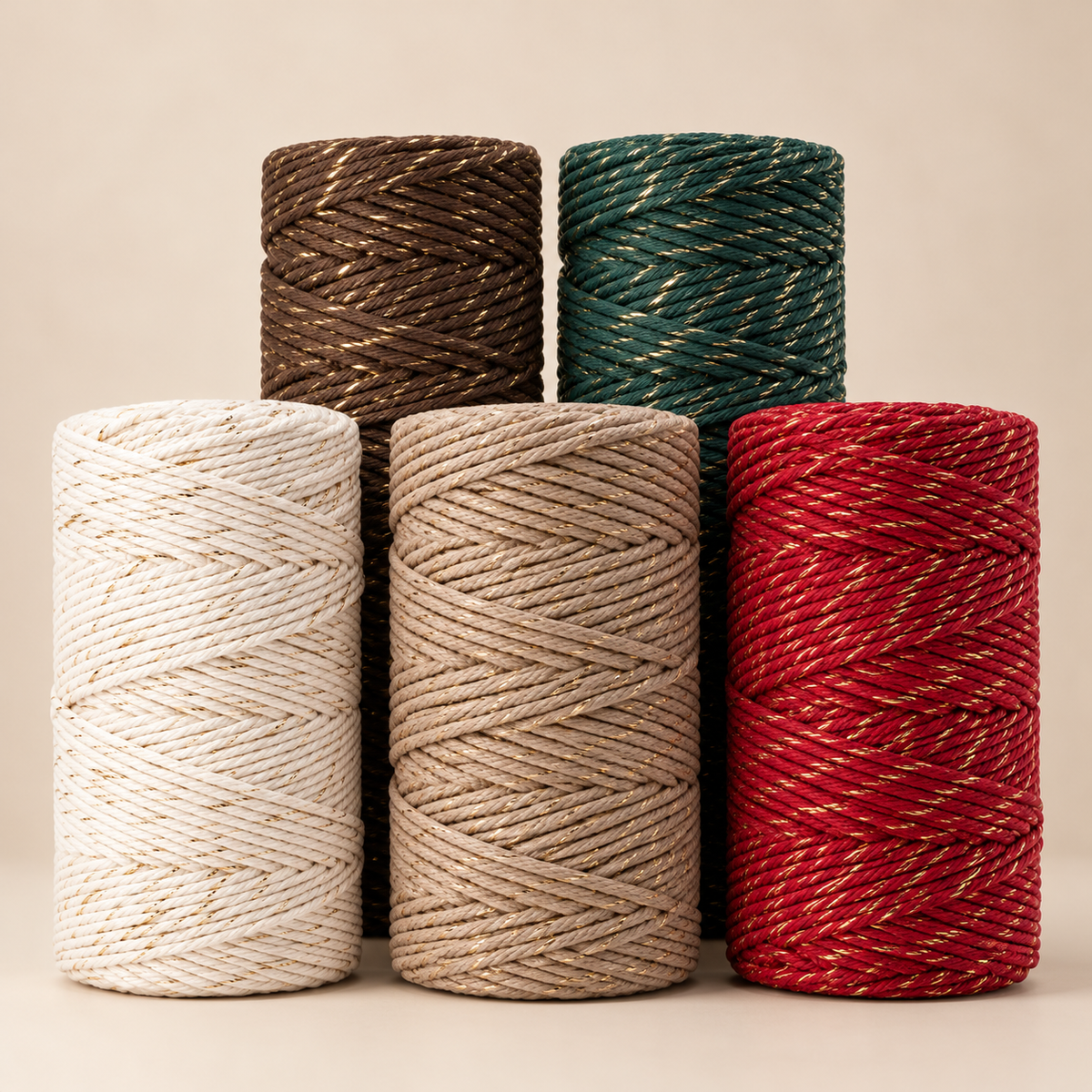 Macrame Cotton Cord 3mm with Metallic Thread 100m