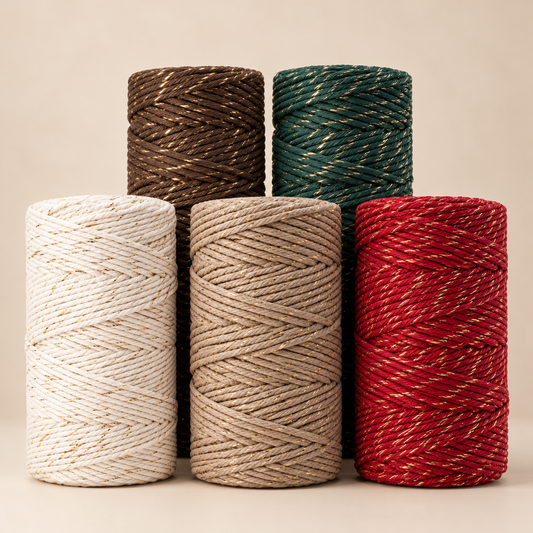 Macrame Cotton Cord 3mm with Metallic Thread 100m