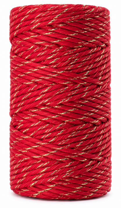 Macrame Cotton Cord 3mm with Metallic Thread 100m