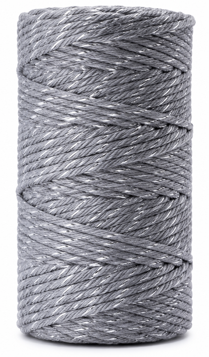 Macrame Cotton Cord 3mm with Metallic Thread 100m