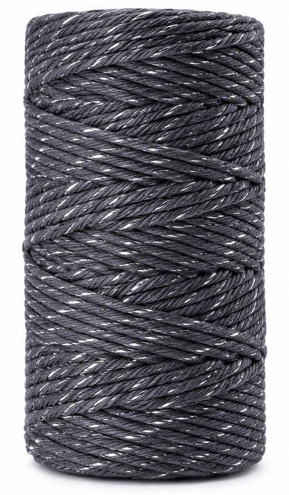 Macramé Cord with Metallic Thread 2mm Single Twist 50m Spool