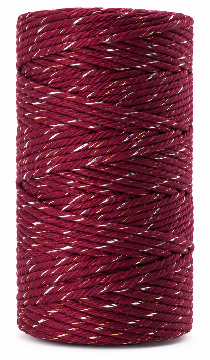 Macramé Cord with Metallic Thread 2mm Single Twist 50m Spool
