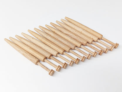 12 Wooden Bobbins, Lacemaking Accessories