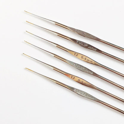 Fine Crochet Hook Tulip, Gold Point, Sizes from 0.45 mm to 1.75 mm